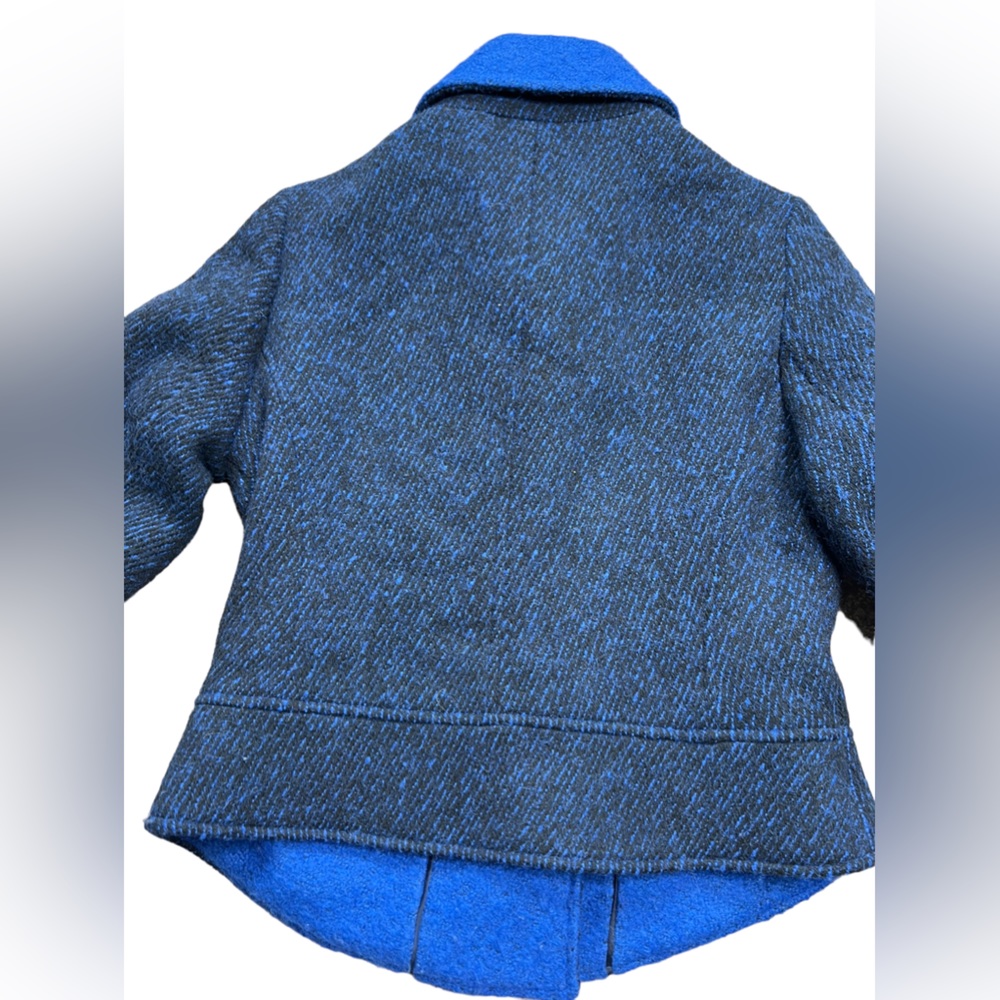 French Connection Electric Blue Wool Blend Motor Biker Jacket Size 6 - Picture 14 of 14